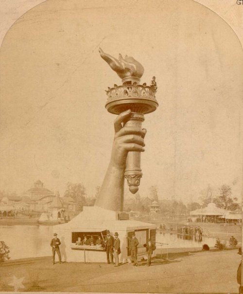 statue of liberty torch balcony. The forearm and torch of the